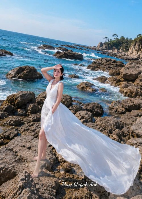 Đầm Maxi Lụa Trắng Tà Dài