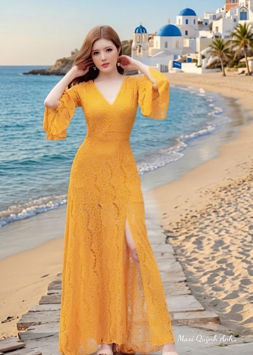 Đầm Maxi Phối Ren Cao Cấp - QAMXRV