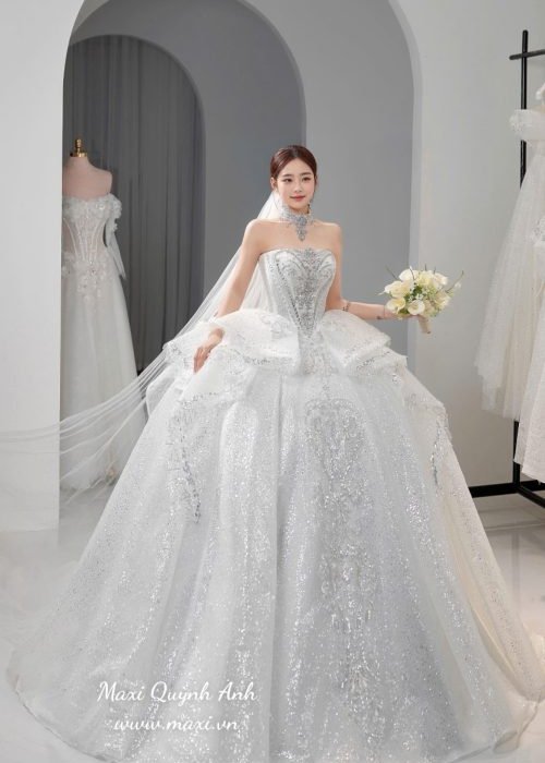 Váy Cưới Kim Sa Cúp Ngực Cao Cấp
