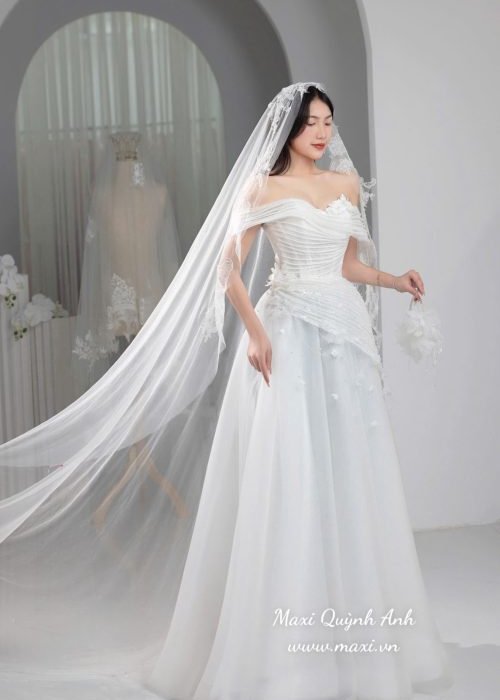 Váy Cưới Kim Sa Trễ Vai Cao Cấp