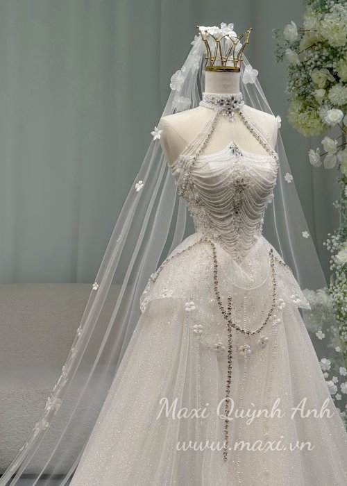 Váy Cưới KIm Sa Đính Kết Cao Cấp