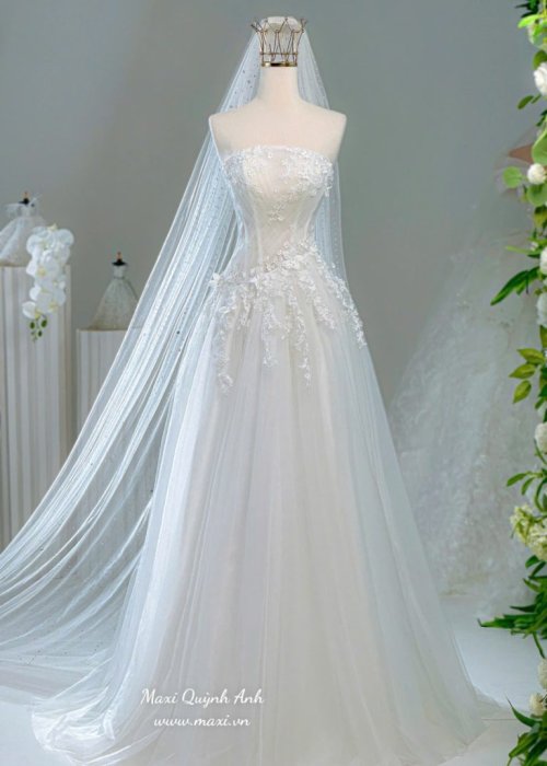 Váy Body Đuôi Cá Cup Ngực Phối Voan Sang Trọng