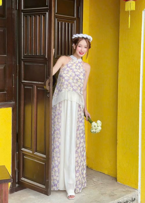 Set Maxi Cổ Yếm Tơ Cao Cấp