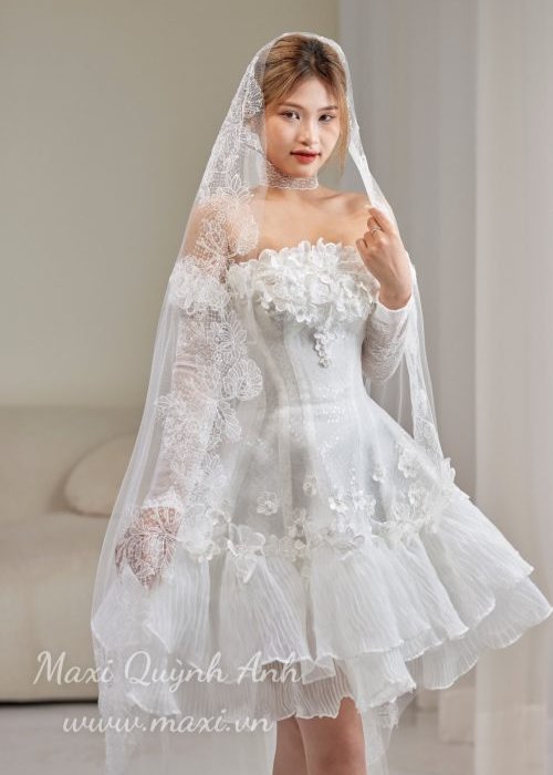 Váy Cưới Ngắn Công Chúa Sang Trọng