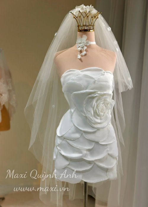 Váy Cưới Cao Cấp Phối Canh Hoa Hồng