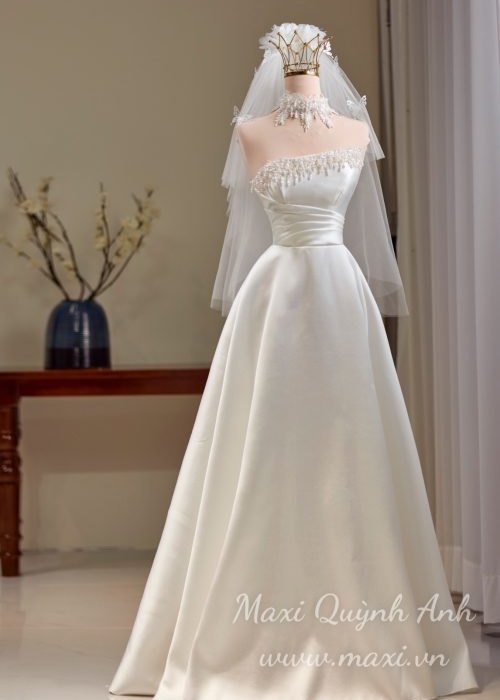 Váy Cưới Cúp Ngực Đính Kết Sang Trọng