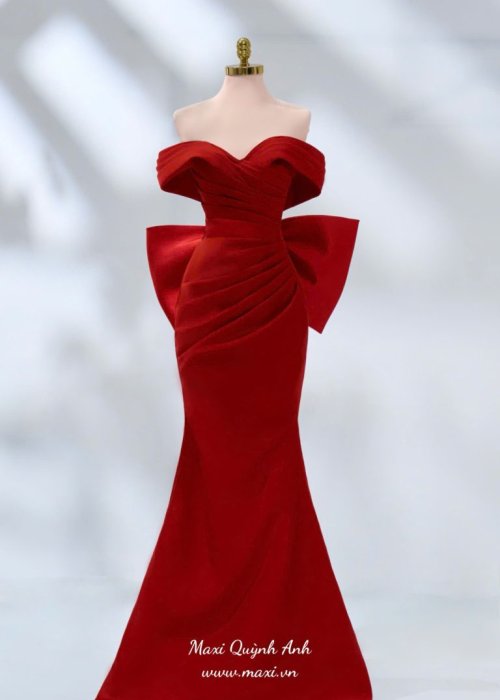 Váy Body Xếp Ly Ngực Đỏ Kèm Nơ Rời Cao Cấp