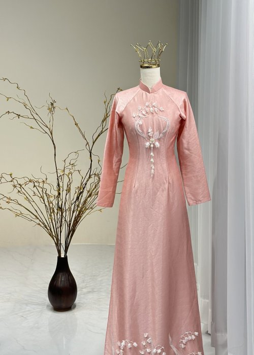 Áo Dài Hồng Sương Mai Cao Cấp