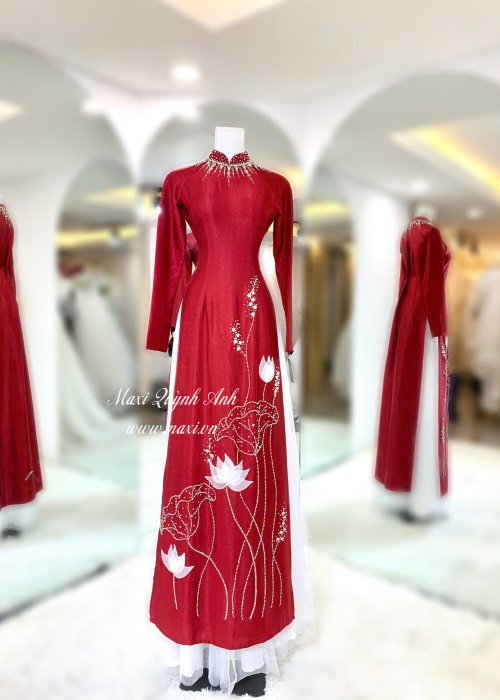 Áo Dài Cẩm Thạch Liên Hoa Cao Cấp