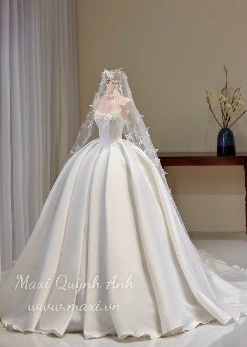Váy Cưới Công Chúa Cúp Ngực Cao Cấp