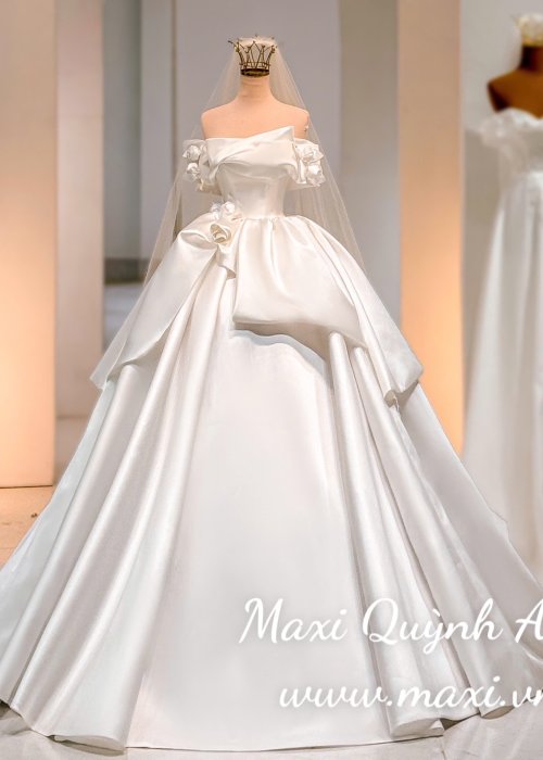 Váy Cưới Hoa Trễ Vai Phi Sang Trọng