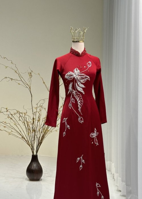 Áo Dài Dạ Khúc Sương Lam Sang Trọng