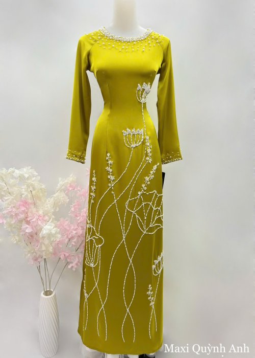 Áo Dài Sui Xanh Cẩm Thạch