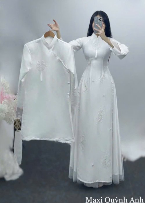 Cặp Áo Dài Cưới Bạch Ngân Chi Cao Cấp