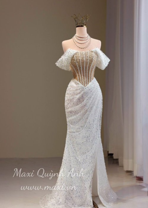 Váy Cưới Body Kim Sa Kết Đá Cao Cấp