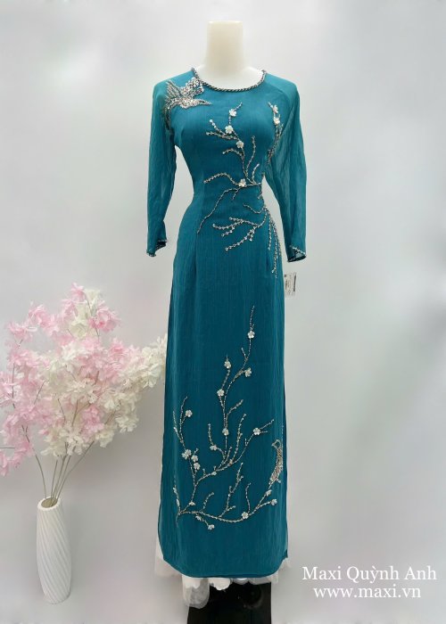 Áo Dài Sui Xanh Tơ Mềm