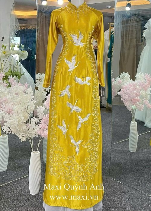 Áo Dài Bạch Hạc Kim Hoàng Sang Trọng