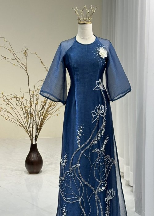 Áo Dài Lam Ngọc Tuyệt Sắc Cao Cấp (3 Màu)