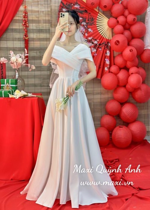 Váy Cưới Trễ Vai Thiết Kế Nhẹ Nhàng