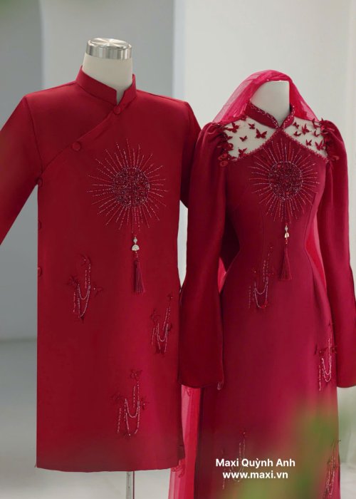Áo Dài Hồng Phúc Cẩm Tú Cao Cấp