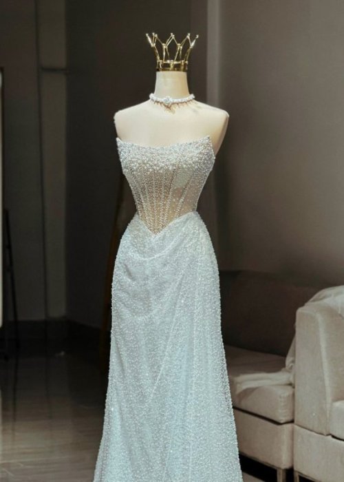 Váy Cưới Body Đính Kết Kim Sa Cao Cấp