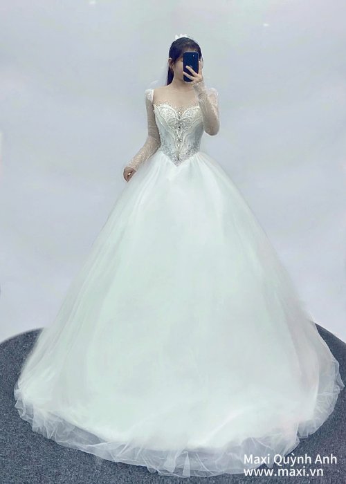 Váy Cưới Tay Dài Thiết Kế Cao Cấp