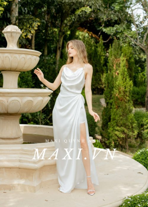 Váy Lụa Trắng Thiết Kế Độc Quyền LST202