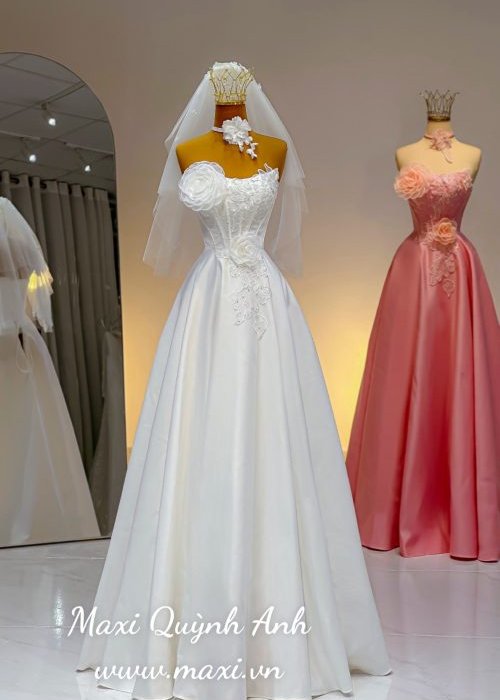 Váy Cưới Cup Ngực Hoa Tuyết