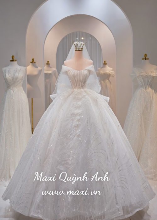 Váy Cưới Trễ Vai Vương Giả