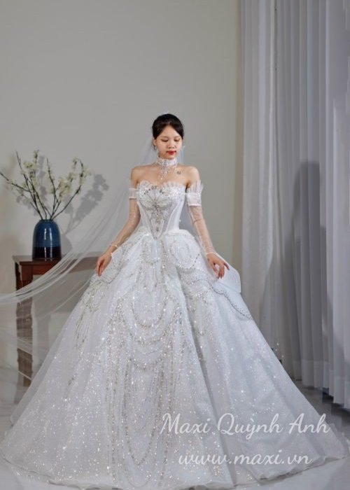 Váy Cưới Phối Tay Lưới