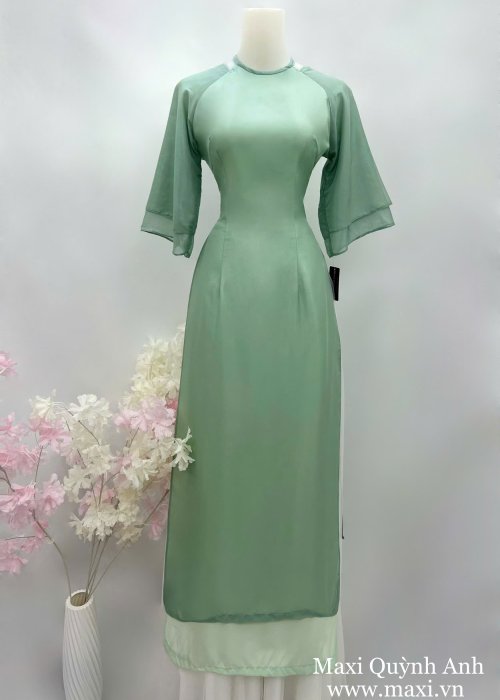 Áo Dài Cách Tân Bưng Quả Xanh Ngọc