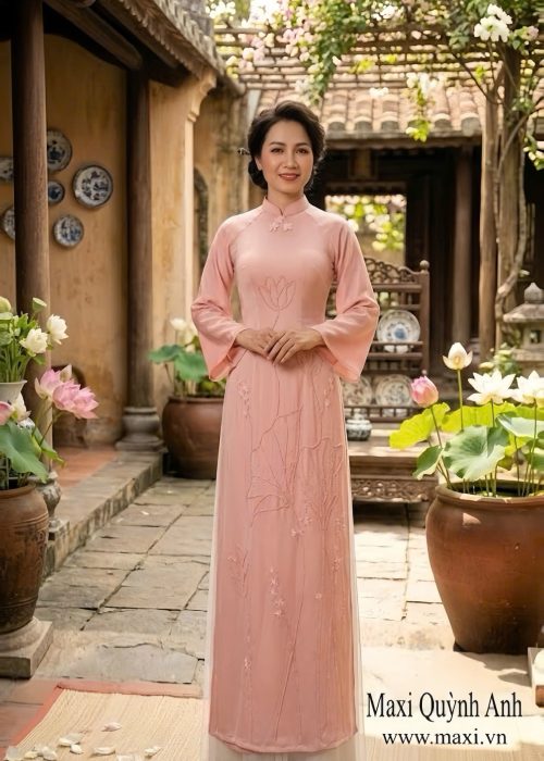 Áo Dài Thiên Ân Hồng Ngọc Cao Cấp