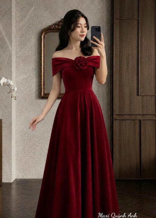 Đầm Dạ Hội Đỏ Lệ Quyến