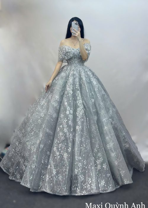 Váy Cưới Ánh Trăng Xám Cao Cấp