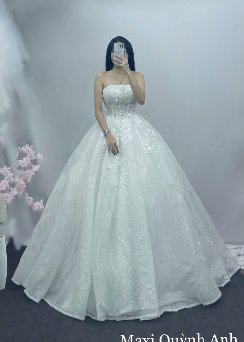 Set Váy Cưới Trễ Vai 2in1 Cao Cấp