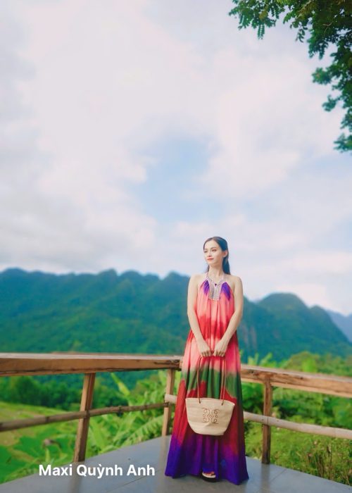 Váy Maxi Phối Màu Cao Cấp