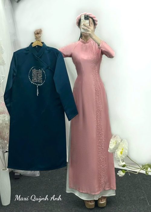 Cặp Áo Dài Đính Kết Ngọc Trai
