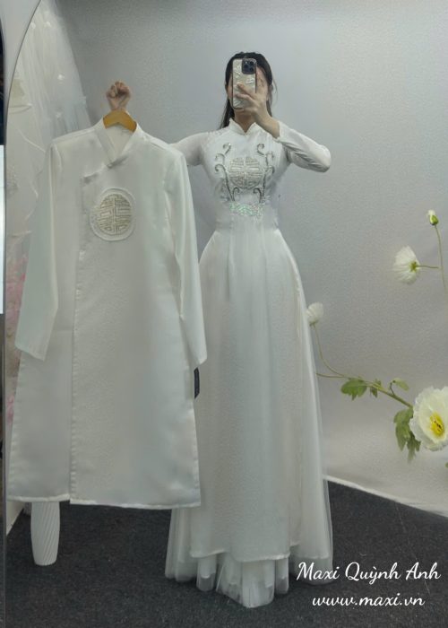 Cặp Áo Dài Cưới Uyên Ương Hỷ Cao Cấp