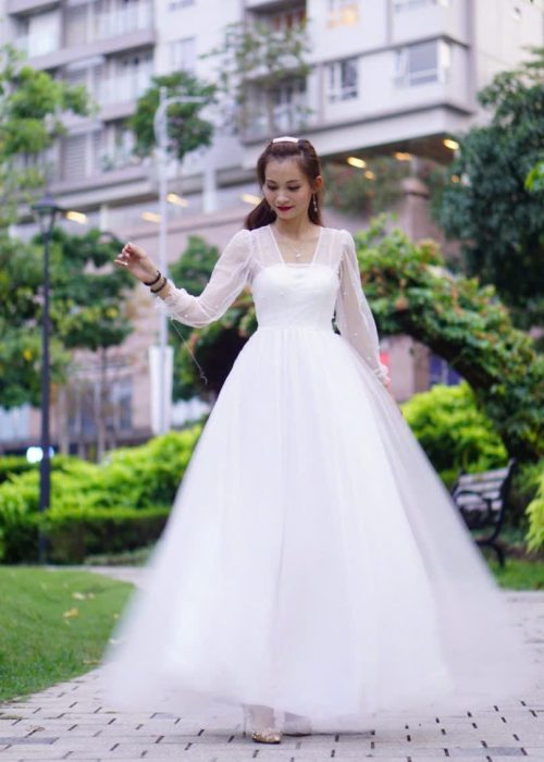 Đầm Dạ Hội Tay Dài Nhẹ Nhàng