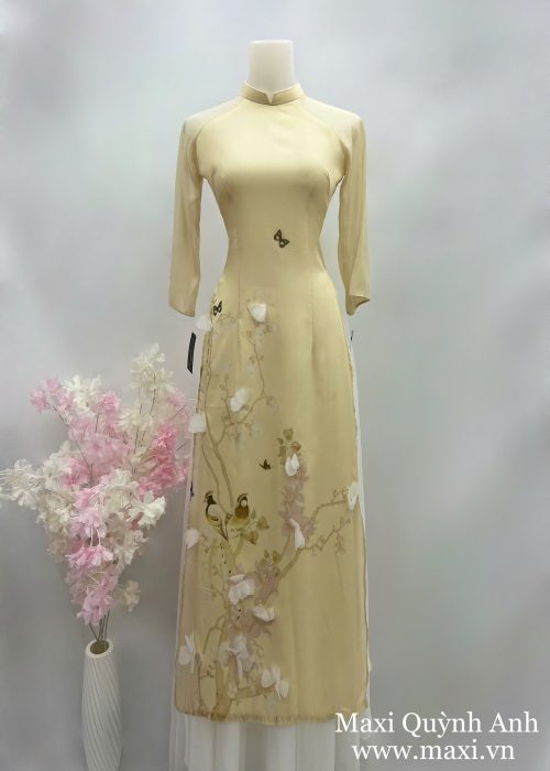 Áo Dài Cách Tân Thêu Hoa 3D
