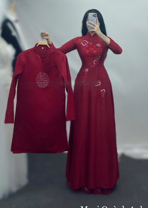 Cặp Áo Dài Thêu Kết Hỷ