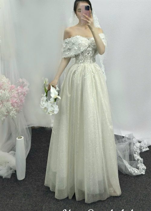 Váy Cưới Trễ Vai Công Chúa Bồng Bềnh