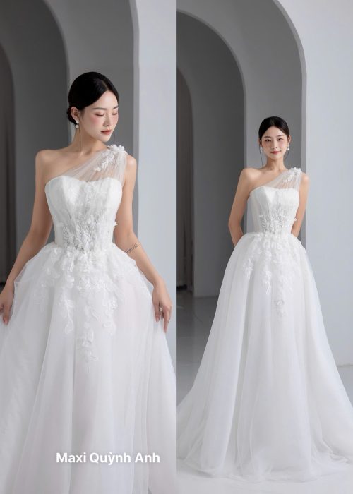 Váy Cưới Công Chúa Một Vai Dáng Xoè – Sang Trọng, Tôn Dáng