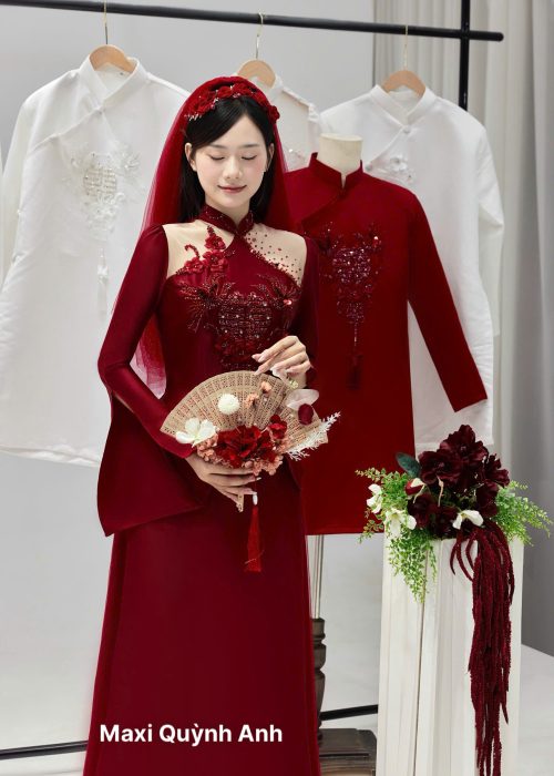 Áo Dài Cưới Đỏ Cặp Long Phụng 2025 – Viên Mãn & Phú Quý Song Hành