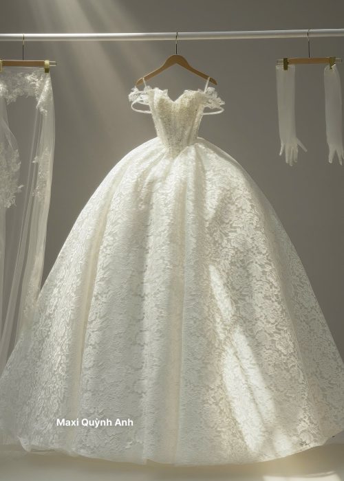 Váy Cưới Cúp Ngực Kim Sa Cao Cấp