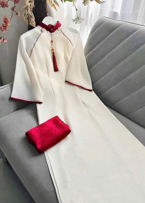 Áo Dài Bê Tráp Viền Đỏ