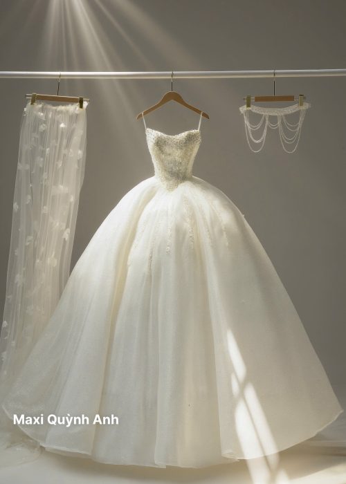 Váy Cưới Công Chúa Ren Trắng 2025 – Sang Trọng, Lộng Lẫy Cho Ngày Trọng Đại