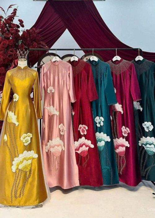 ÁO DÀI TRUNG NIÊN CAO CẤP - Áo Dài Hồng Hoa Thủy