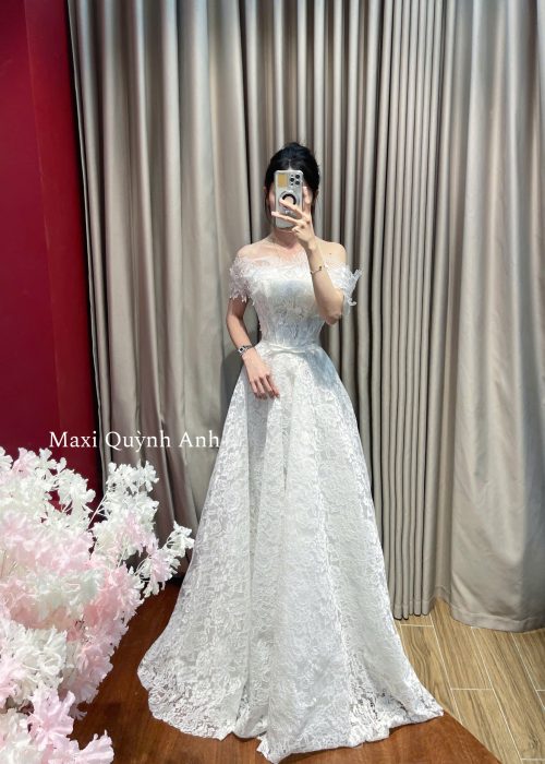 VÁY CƯỚI REN NƠ CAO CẤP