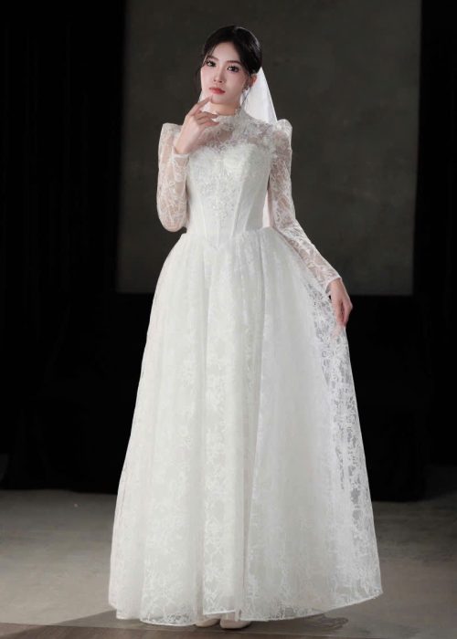 Váy Cưới Cổ Cao Thanh Lịch